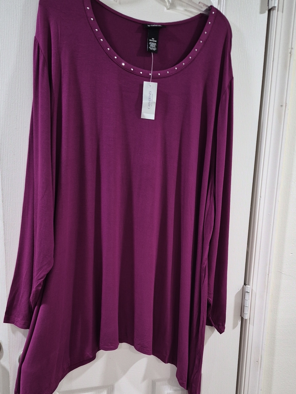 Catherines Plum Scoop Neck Tunic with Stud Trim